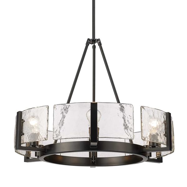 Aenon Matte Black with Hammered Water Glass Six-Light Chandelier, image 4